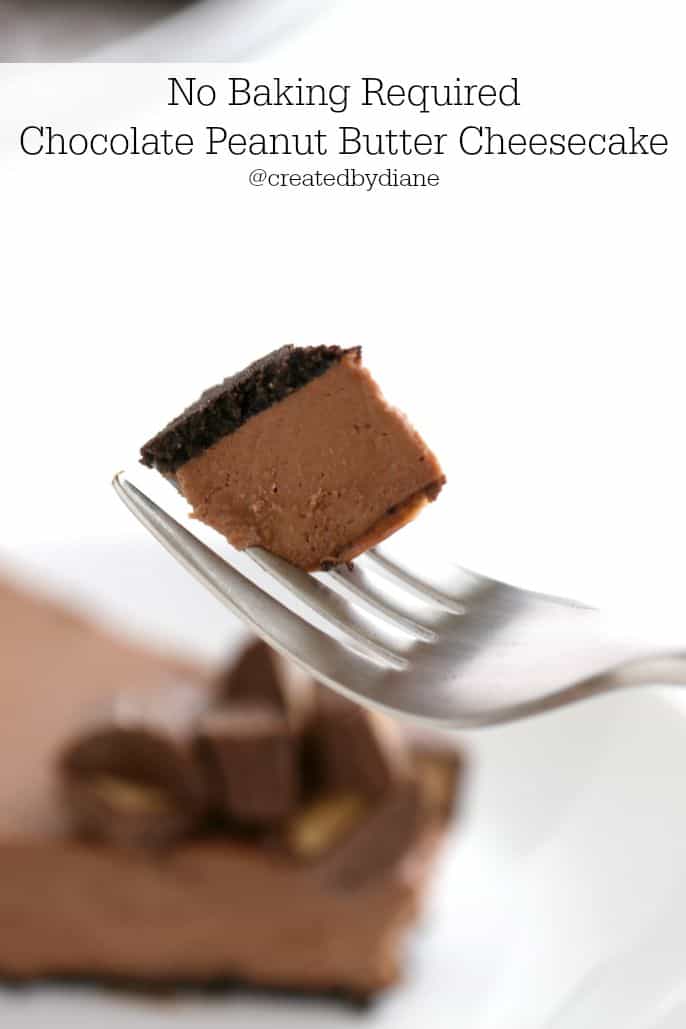 no bkaing required chocoalte peanut butter cheesecake @createdbydiane