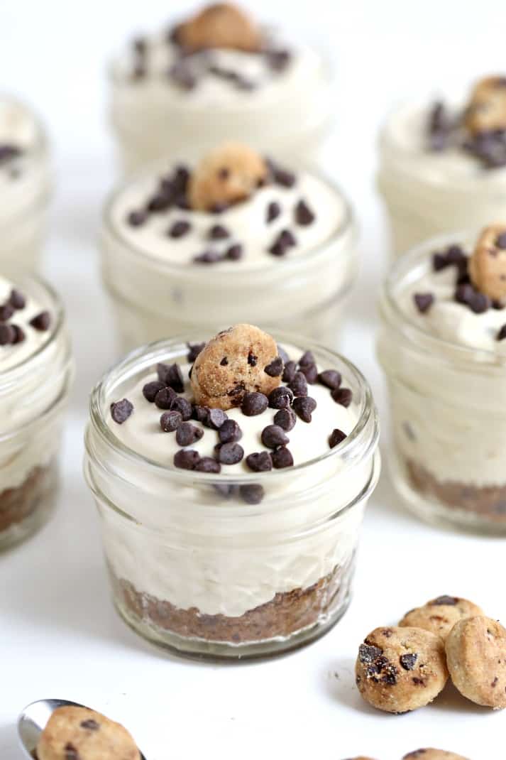 No Bake Chocolate Chip Cheesecake in Jars from @createdbydiane