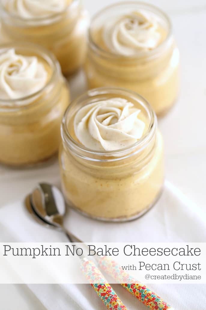 Pumpkin No Bake Cheesecake with Pecan Crust @createdbydiane