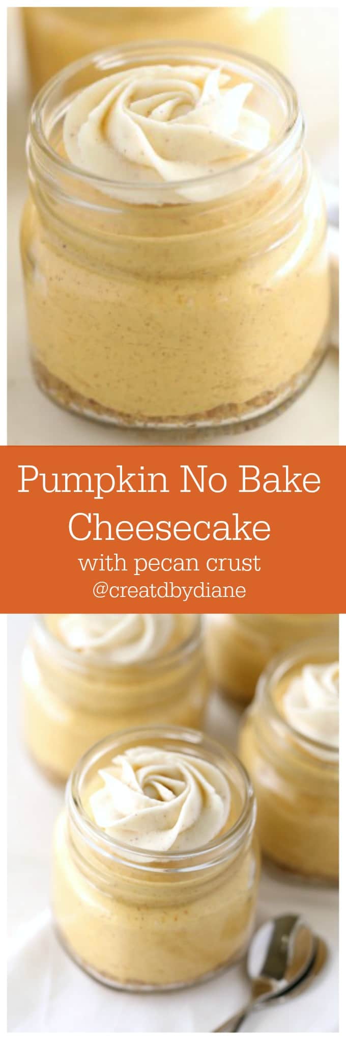 Pumpkin no bake cheesecake in jars from @createdbydiane