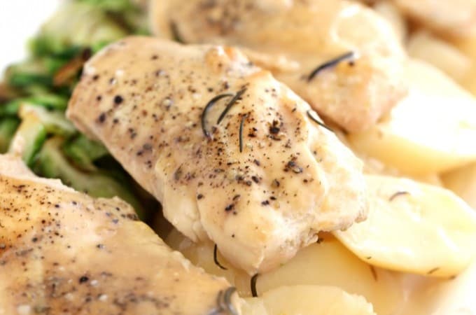 Slow Cooker Chicken with Rosemary and Potatoes in Wine Sauce @createdbydiane