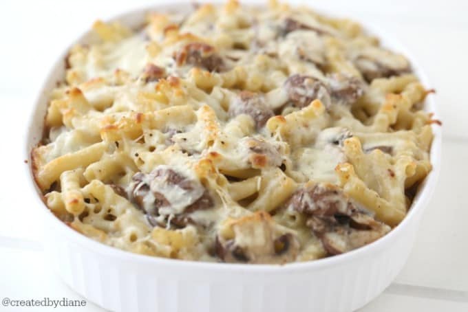 easy meatless meal, mushroom baked ziti @createdbydiane