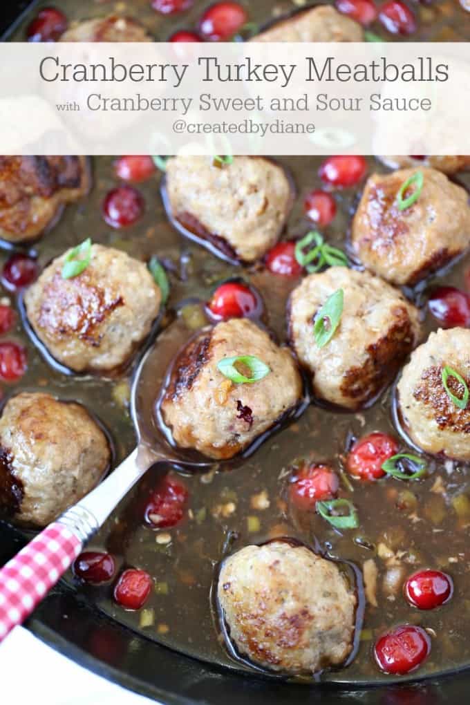 Cranberry Turkey Meatballs with Cranberry Sweet and Sour Sauce from www.createdby-diane.com @createdbydiane