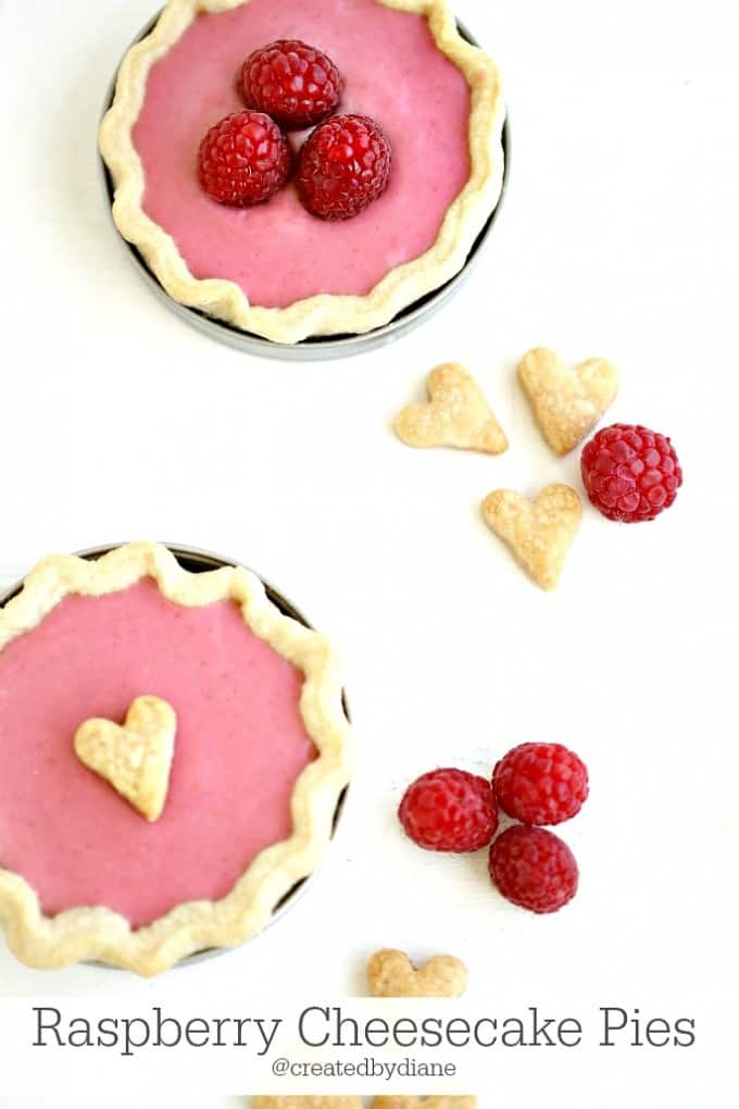 EASY Raspberry Cheesecake Pies in Mini Pie Crusts baked in Mason Jar Lids @createdbyiane