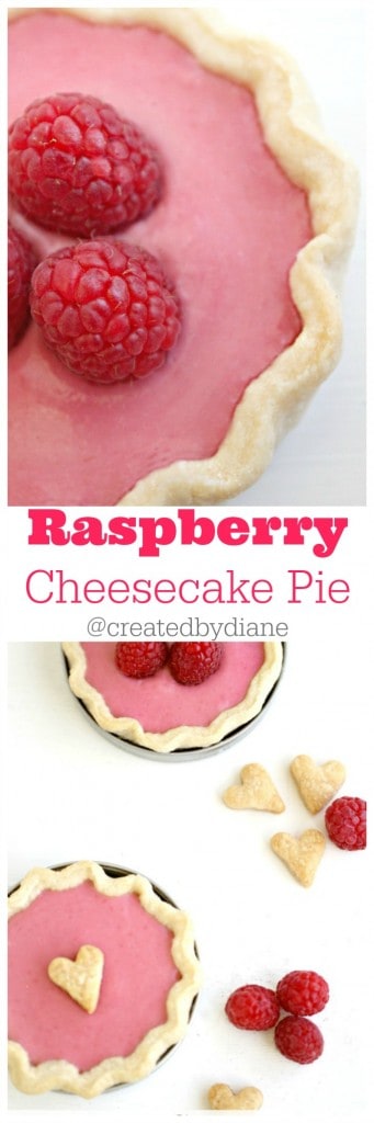 Raspberry Cheesecake Pies in mason jar lids @createdbydiane