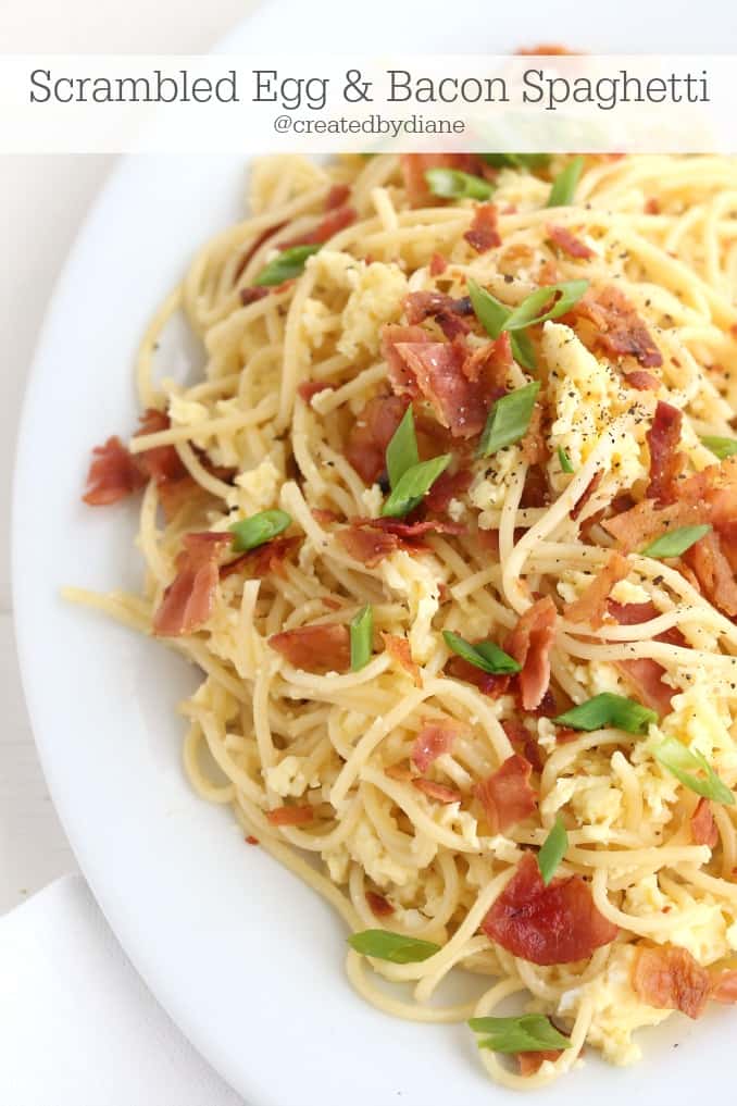 Scrambled Egg and Bacon Spaghetti @createdbydiane