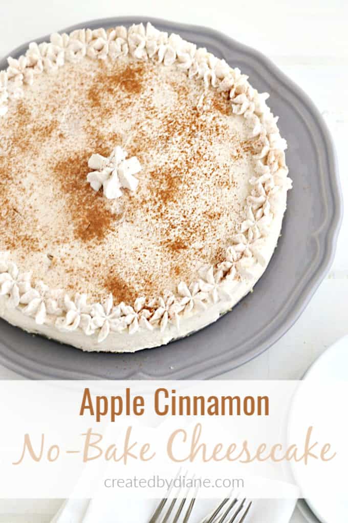 apple cinnamon no bake cheesecake recipe createdbydiane.com