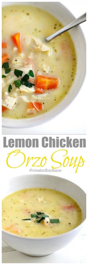 EASY Lemon Chicken Orzo Soup @createdbydiane