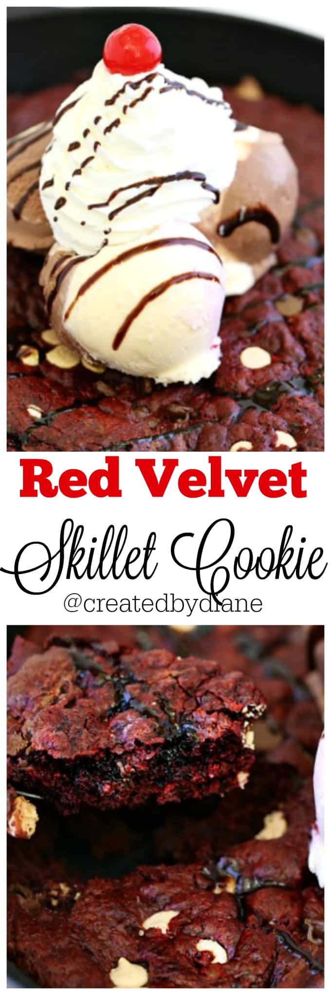 Red Velvet Skillet Cookie @createdbydiane