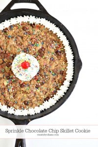 Sprinkle Chocolate Chip Skillet Cookie @createdbydiane