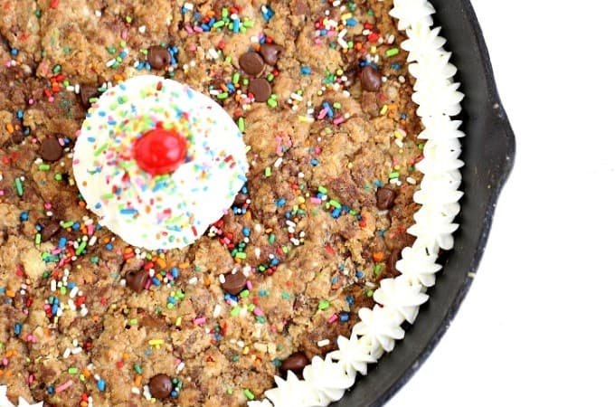 Sprinkle Chocolate Chip Skillet Cookie @createdbydiane