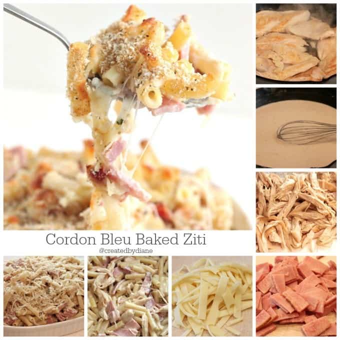 how to make chicken cordon bleu baked ziti @createdbydiane