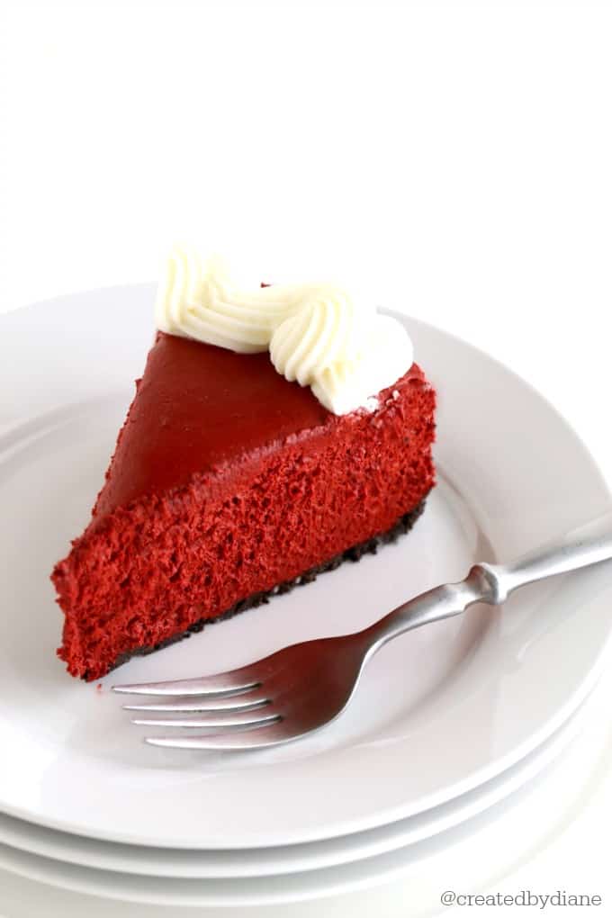 slice of red velvet no bake cheesecake @createdbydiane