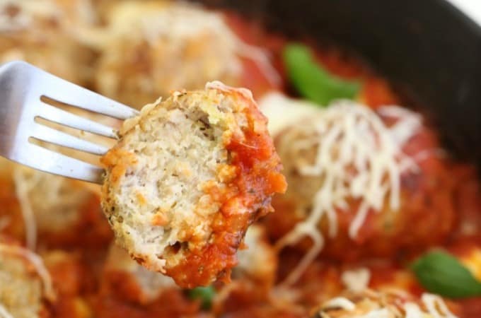 skillet chicken parmesan meatballs createdby-diane.com