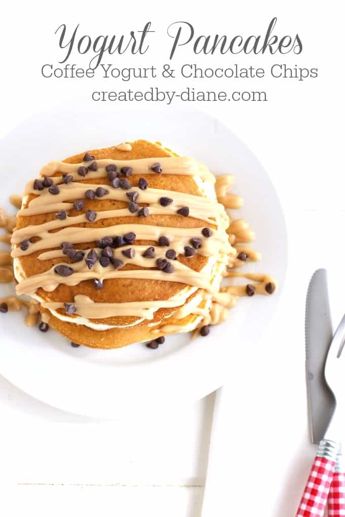 Yogurt Pancakes with Coffee Yogurt and Chocolate Chips @createdbydiane
