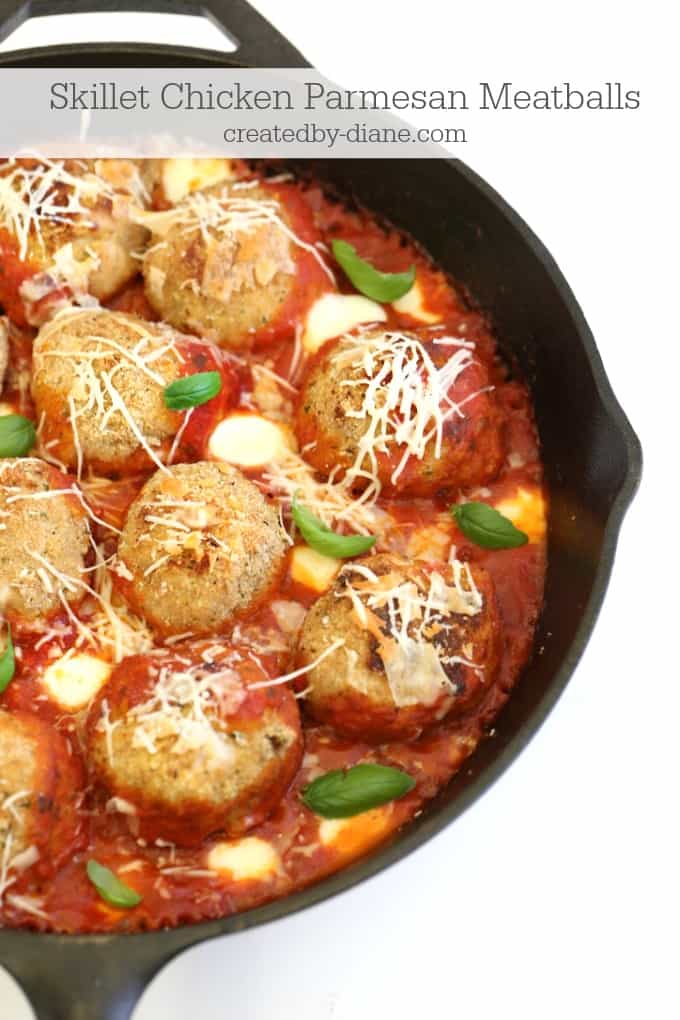 skillet chicken parmesan meatballs createdby-diane.com