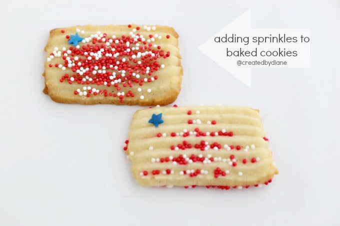 adding sprinkles to baked cookies @createdbydiane