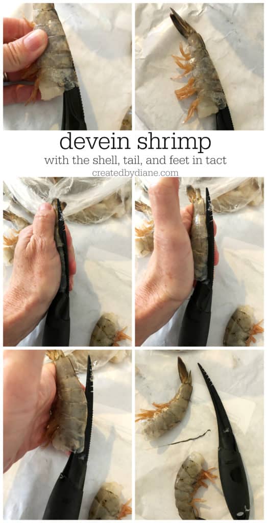 devein shrimp with the shell, tail, and feet in tact createdbydiane.com