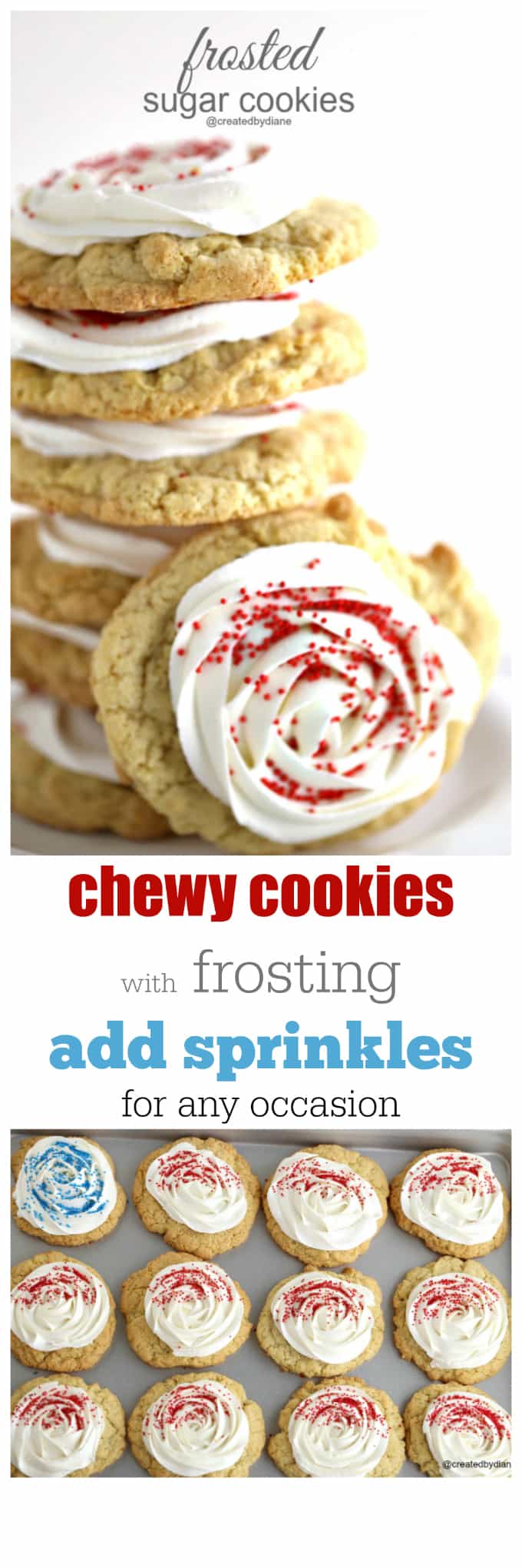 frosted sugar cookies that are chewy and delicious and easy to bake up for any occasion @createdbydiane