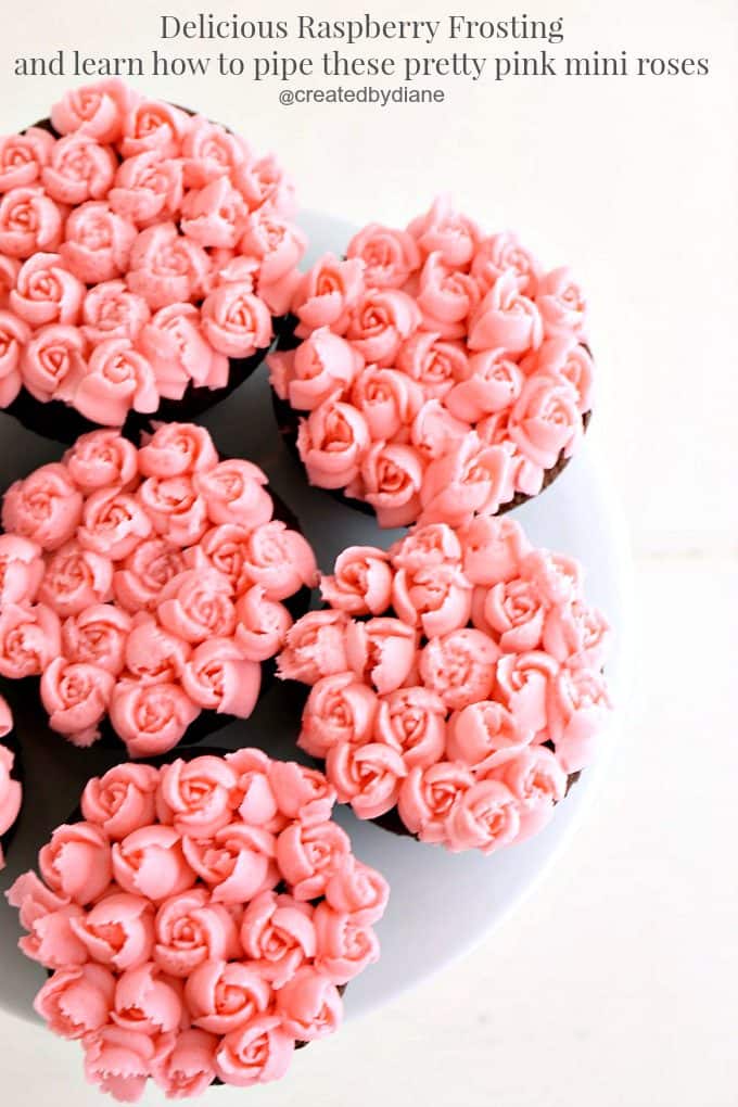 learn how to pip these pretty pink mini roses onto cookies, cupcakes, cakes @createdbydiane