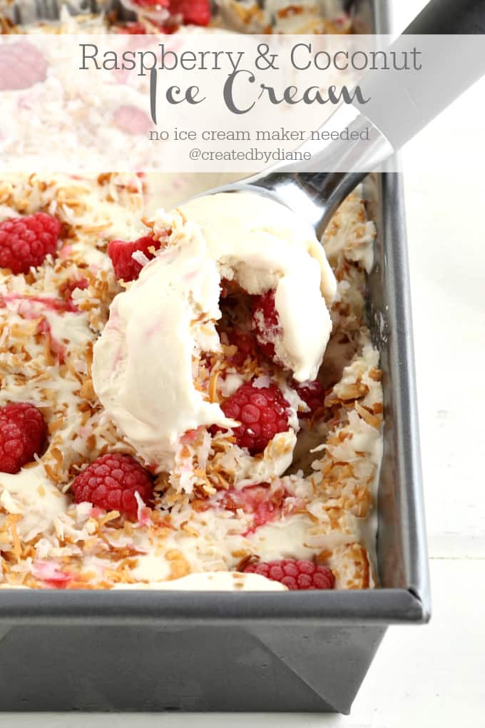 raspberry and coconut ice cream NO ICE CREAM MAKER NEEDED @createdbydiane