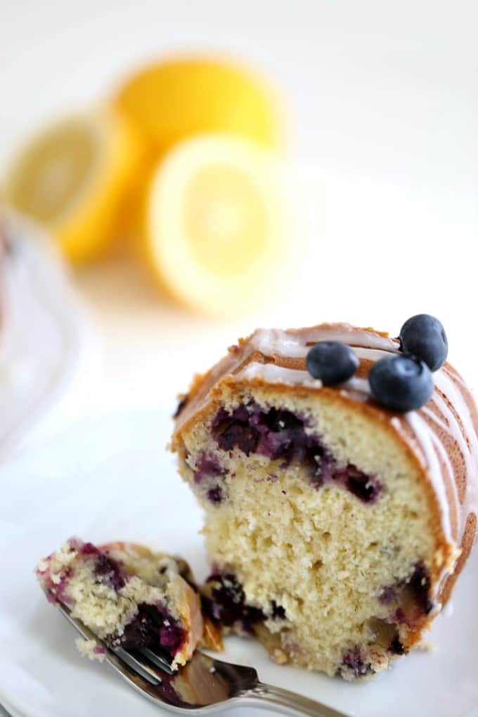 slice of lemon blueberry bundt