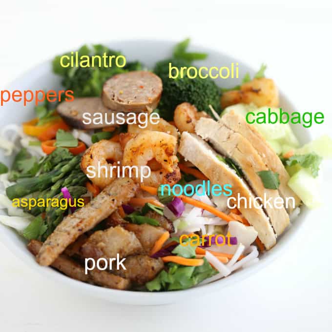 whats in a Vietnamese vermicelli bowl