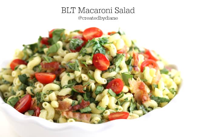 blt macaroni salad recipe from food blogger @createdbydiane