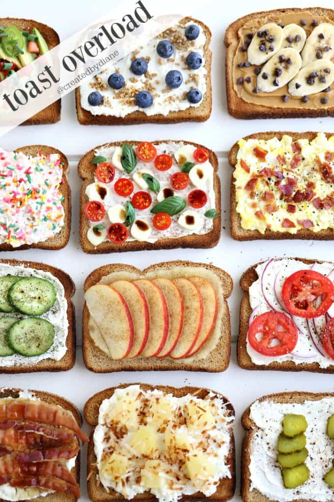 toast overload, lots o quick easy toast items to make in minutes, back to school must and a fun brinner idea
