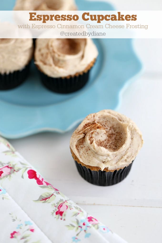 Espresso Cupcakes with Espresso Cinnamon Cream Cheese Frosting