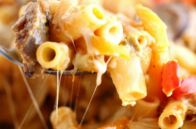 sausage-pepper-and-onion-baked-ziti-createdbydiane