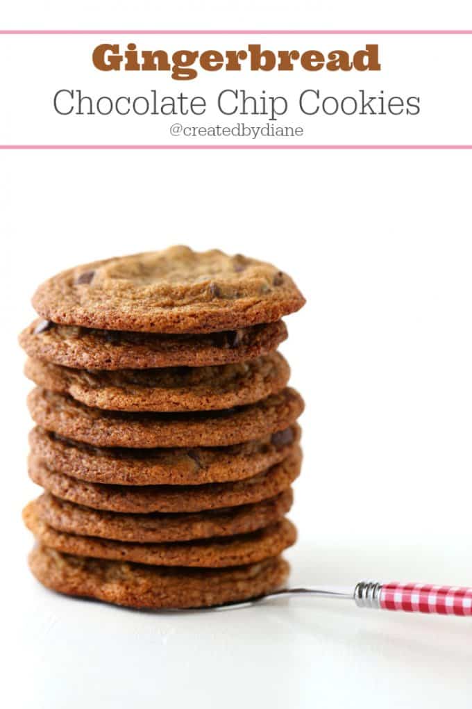 gingerbread chocolate chip cookies, christmas cookies @createdbydiane