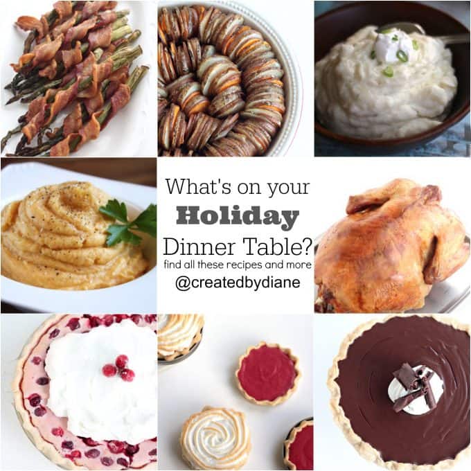 collection of holiday recipes, potatoes, turkey, pie, cranberry