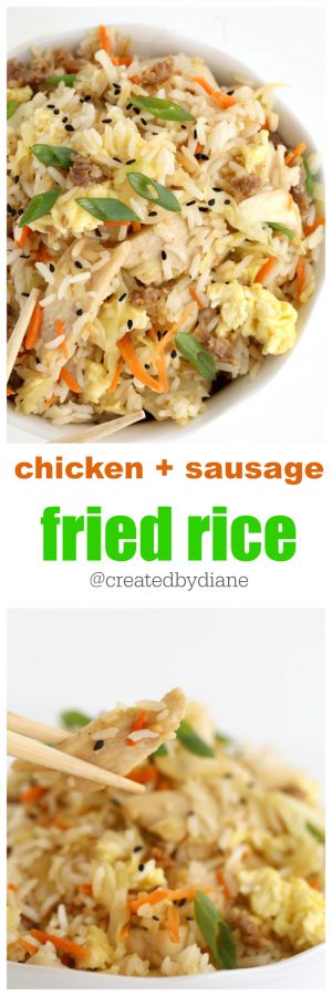chicken and sausage fried rice | Created by Diane