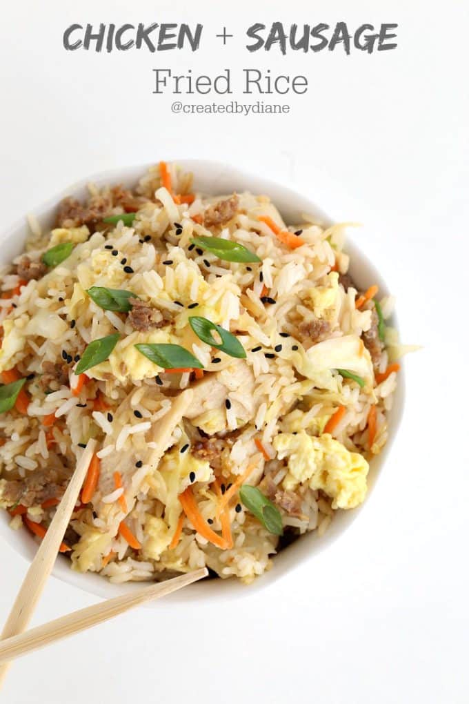 chicken and sausage fried rice | Created by Diane