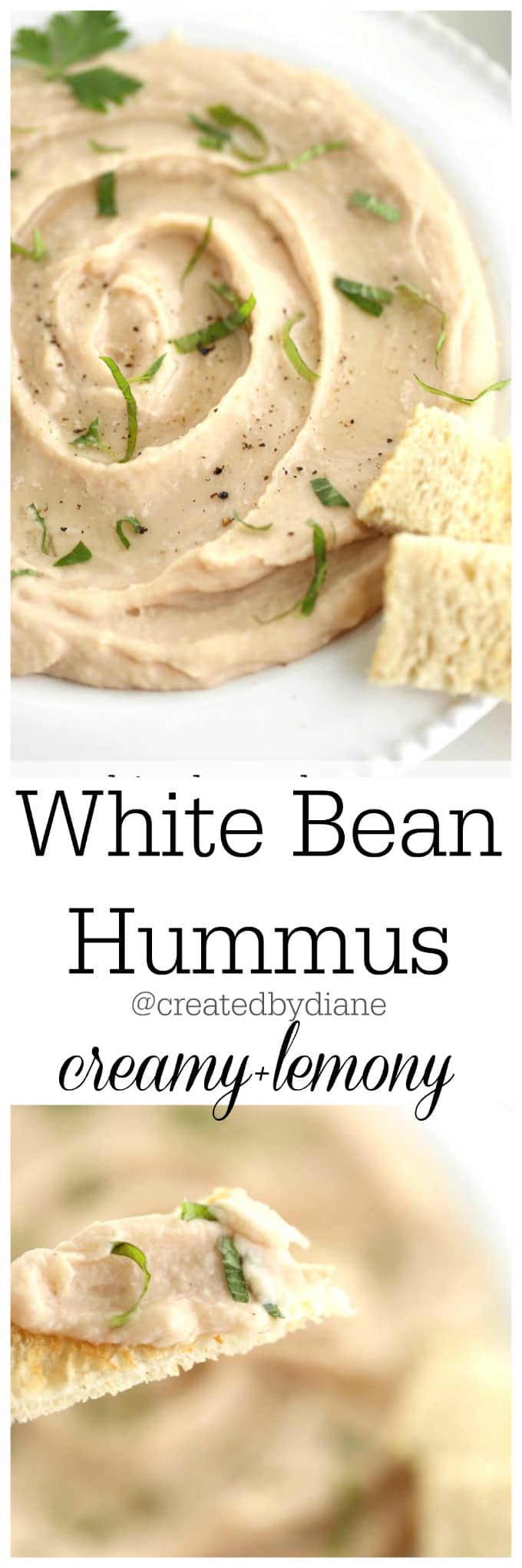white bean hummus recipe lemony creamy @createdbydiane