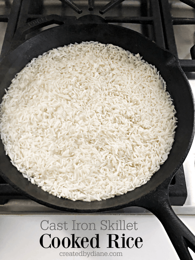 cooking rice in a cast iron skillet