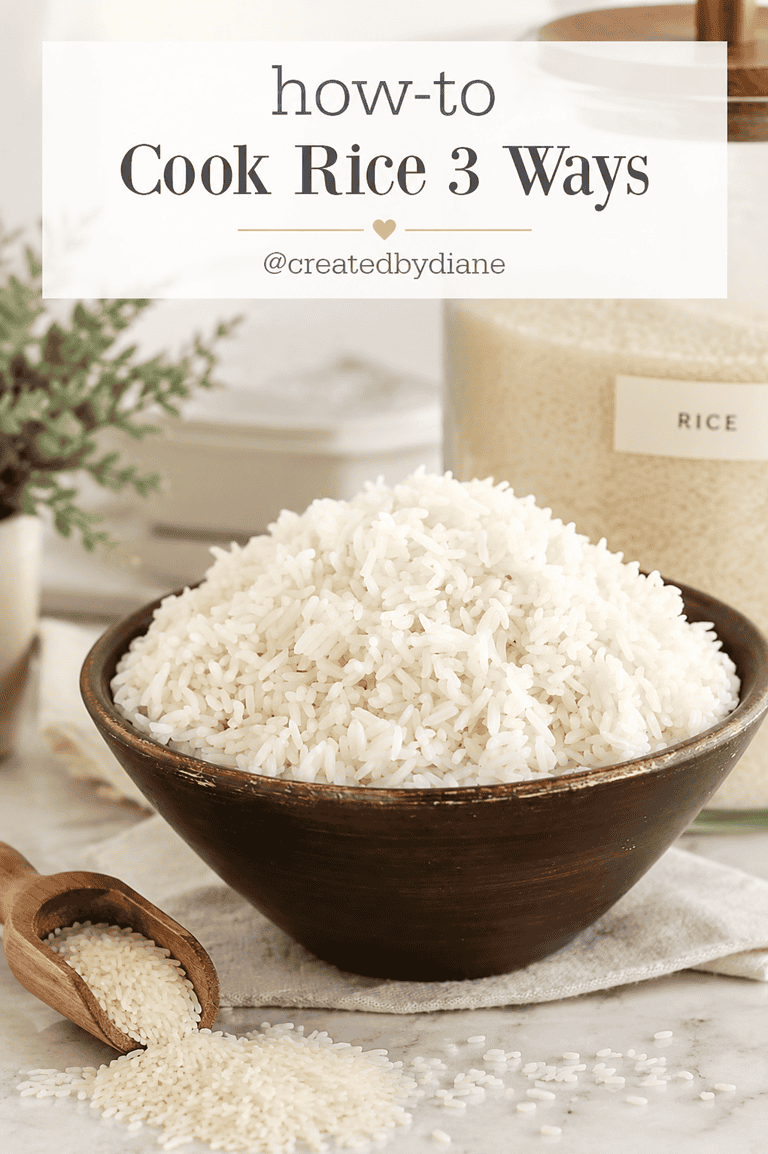 how to cook rice 3 ways from createdbydiane