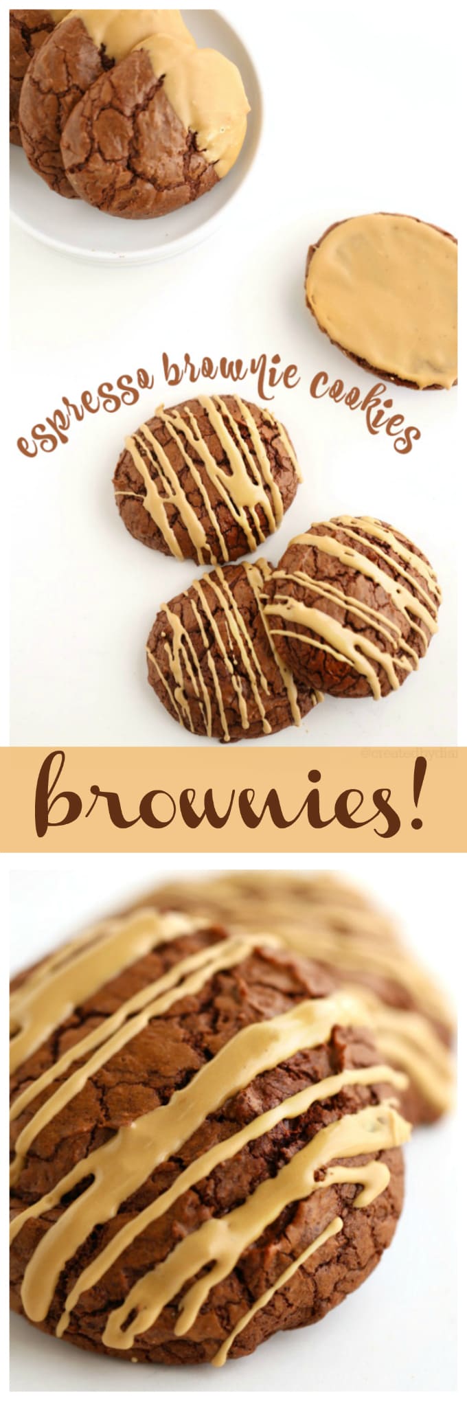 espresso brownie cookies with espresso glaze icing @createdbydiane