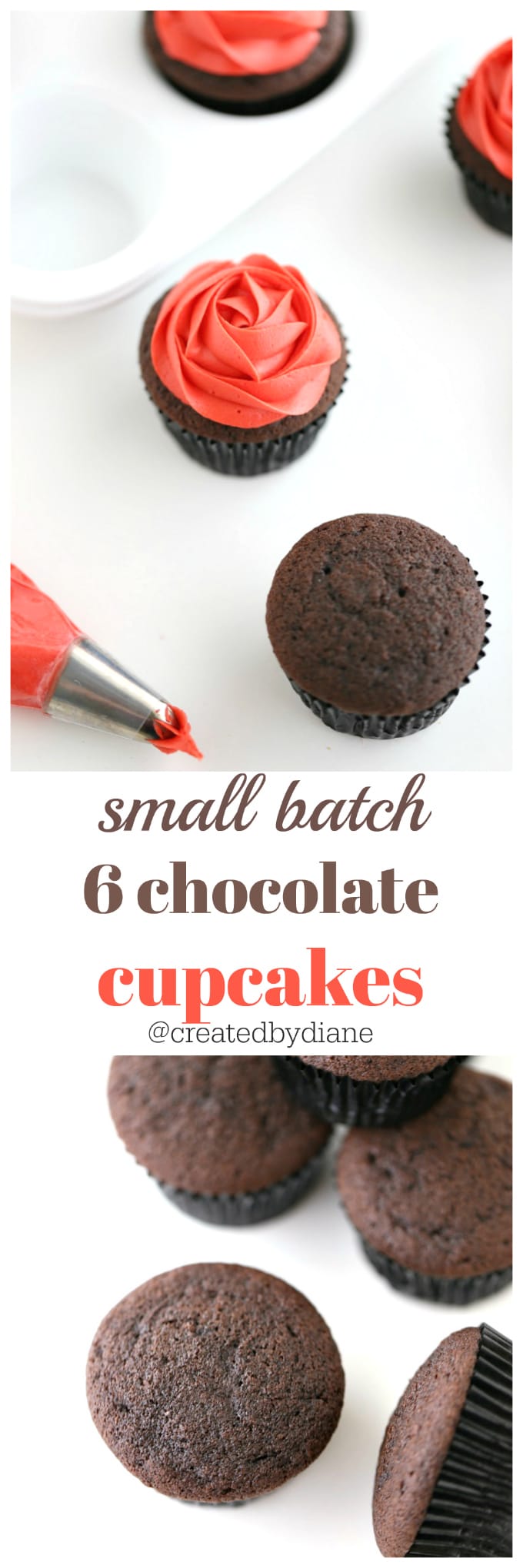 small batch 6 chocolate cupcakes with frosting recipe too @createdbydiane