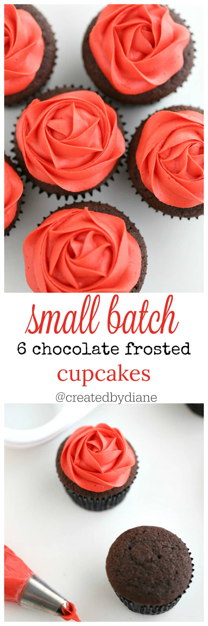 small batch 6 chocolate frosted cupcakes with silky smooth buttercream frosting @createdbydiane