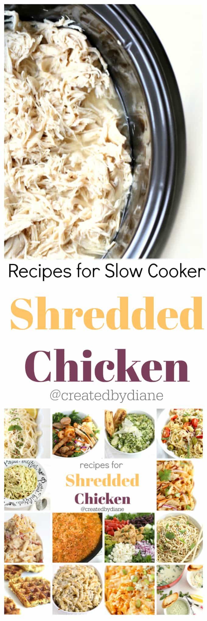 recipes for slow cooker shredded chicken @createdbydiane