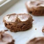 chocolate sugar cookies with the glass bottom method with chocolate frosting @createdbydiane