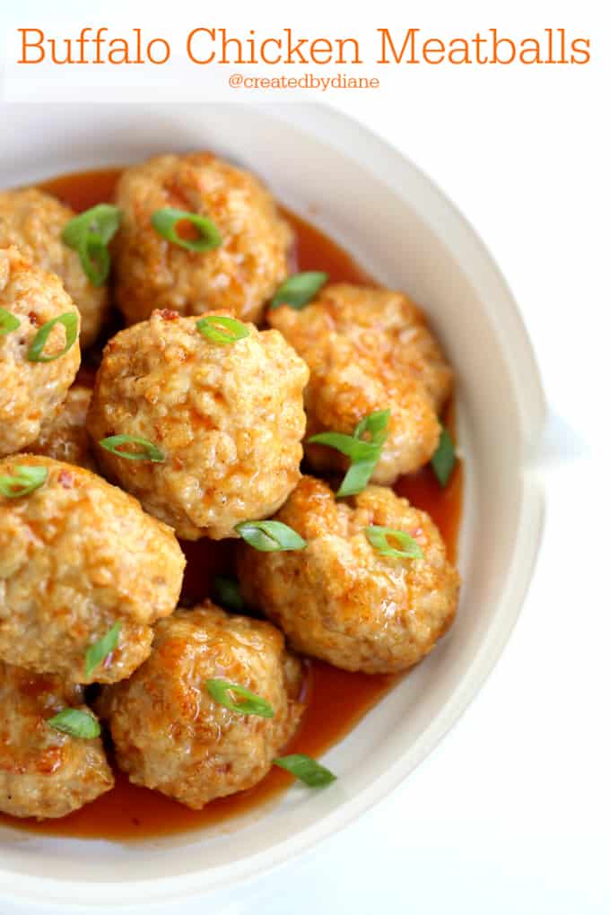 Buffalo Chicken Meatball recipe @createdbydiane firecracker chicken meatball