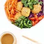 chicken satay meatballs with peanut dipping sauce @createdbydiane