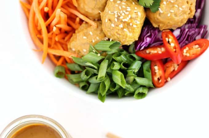 chicken satay meatballs with peanut dipping sauce @createdbydiane