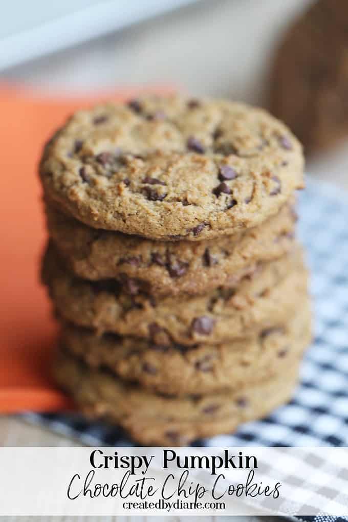 CRISPY PUMPKIN cc cookies stacked 5 high on a table createdbydiane.com