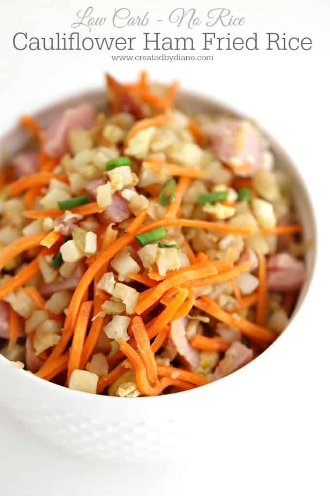 Cauliflower ham fried rice, low-carb, no rice, healthy, diet food, lose weight www.createbydiane.com