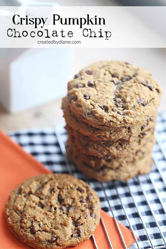 crispy pumpkin chocolate chip cookie recipe createdbydiane.com