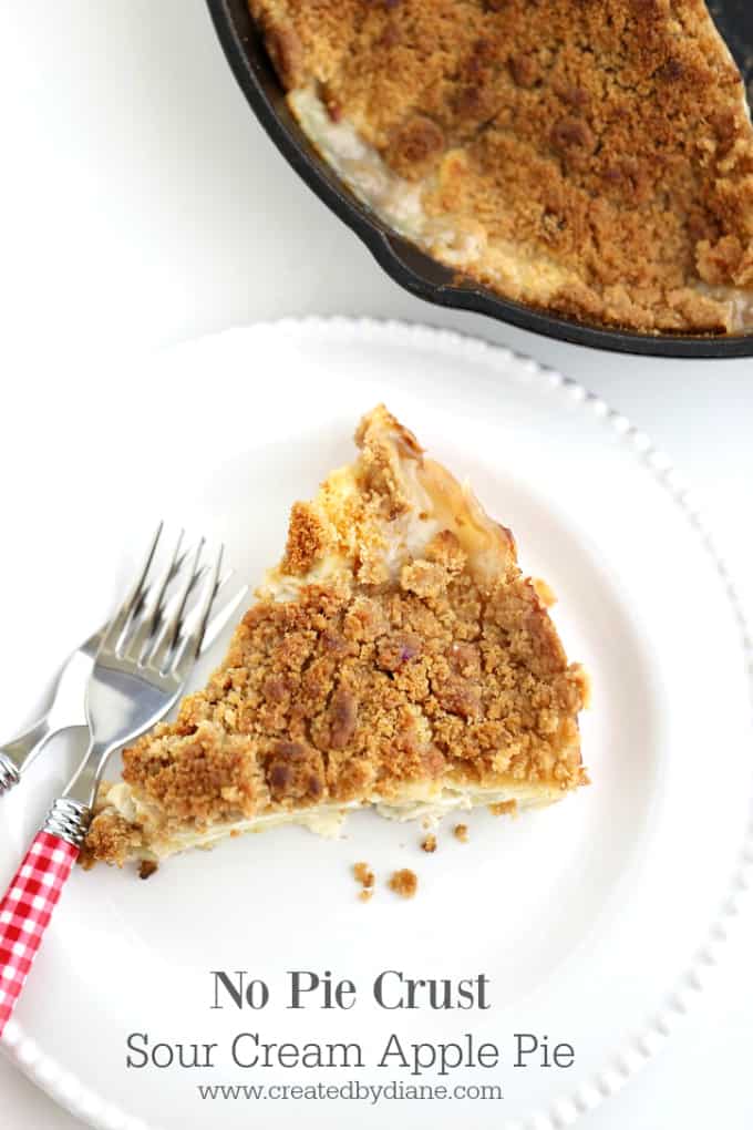 no pie crust sour cream apple pie www.createdbydiane.com